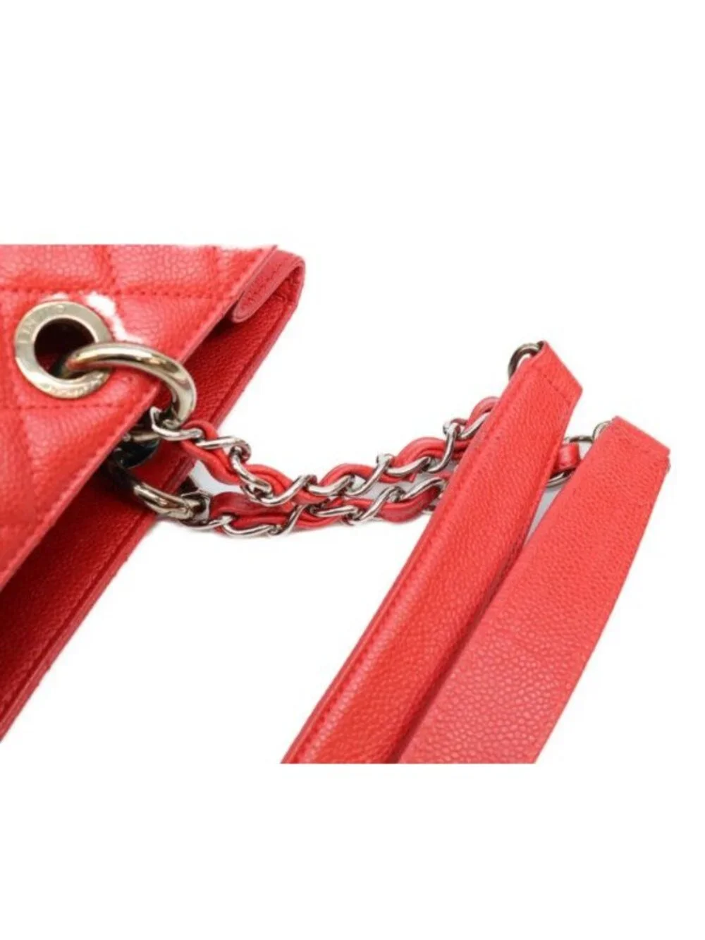 Chanel Red Caviar Silver Grand Shopping Tote GST